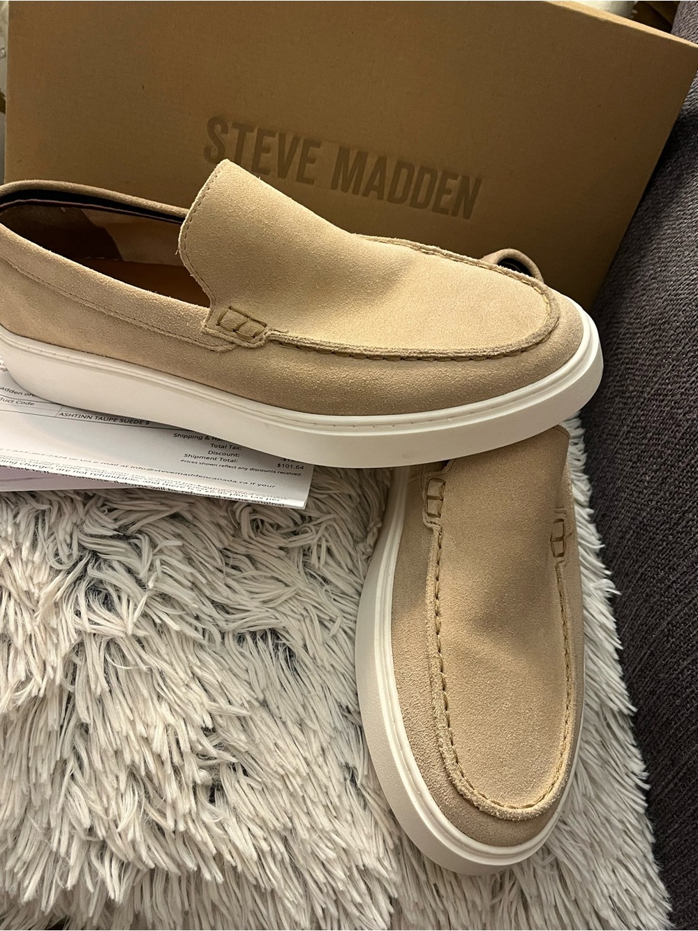 NIB Steve Madden Men's Ashtinn Taupe Suede Loafers Slip-On – Size 9